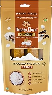 Dogsee Vegetarian Coconut Chew Bone - 140g (Medium - 2 Chews) Himalayan Chews for Dogs | Smoke Dried Natural Chew Bars | Chew Sticks for Dogs| with Fat Separated Real Coconut product image