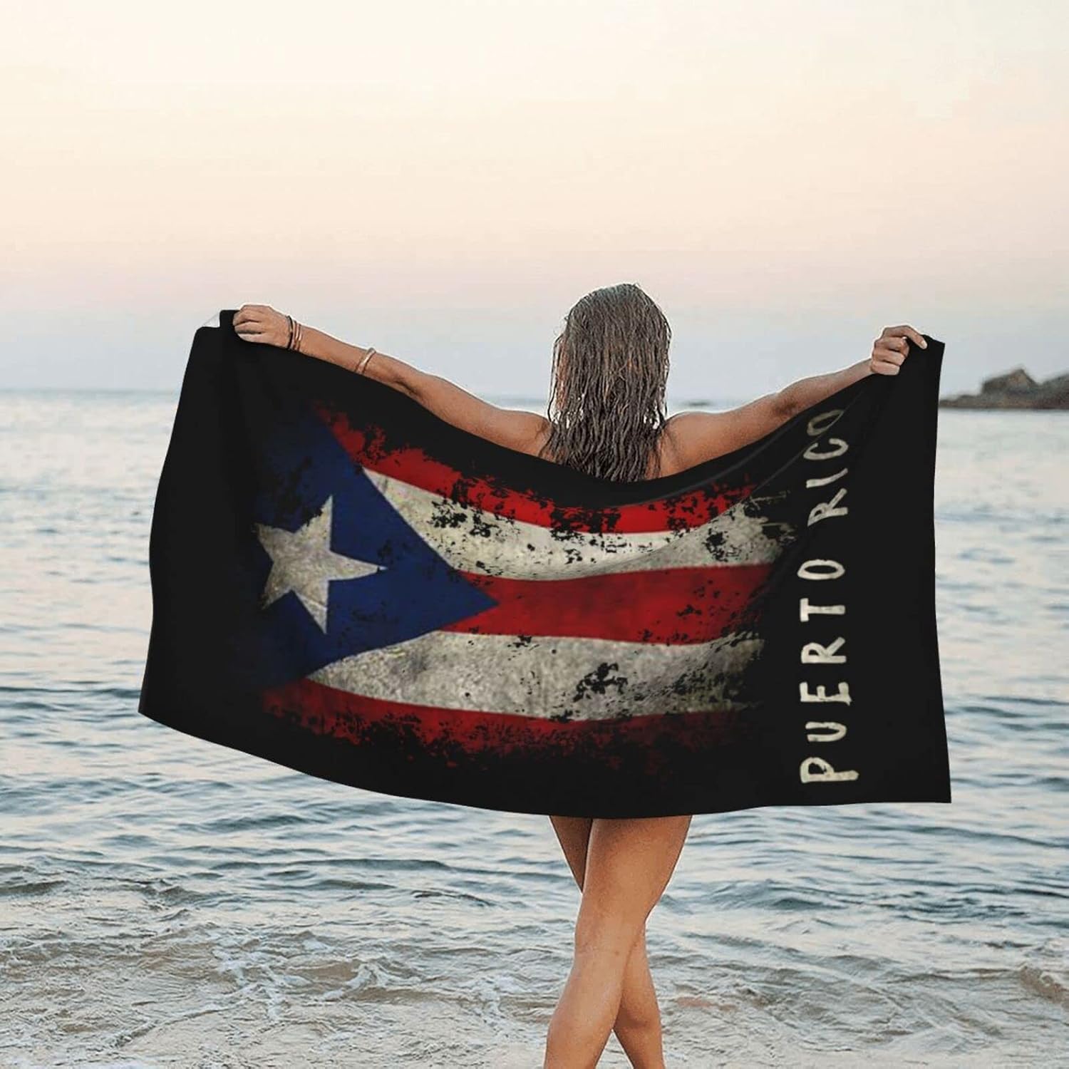 Puerto Rico Flag Microfiber Quick Drying Beach Towel Super Absorbent & Sand Free Towel for Adults Travel Gym Camping Pool Yoga Outdoor and Picnic