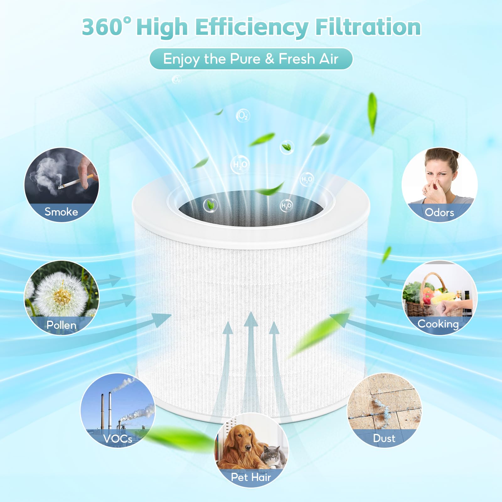 Set di 2 filtri di ricambio per purificatore d'aria LEVOIT Core Mini, filtro 3 in 1 H13 True HEPA con carbone attivo, rif. Core Mini-RF
