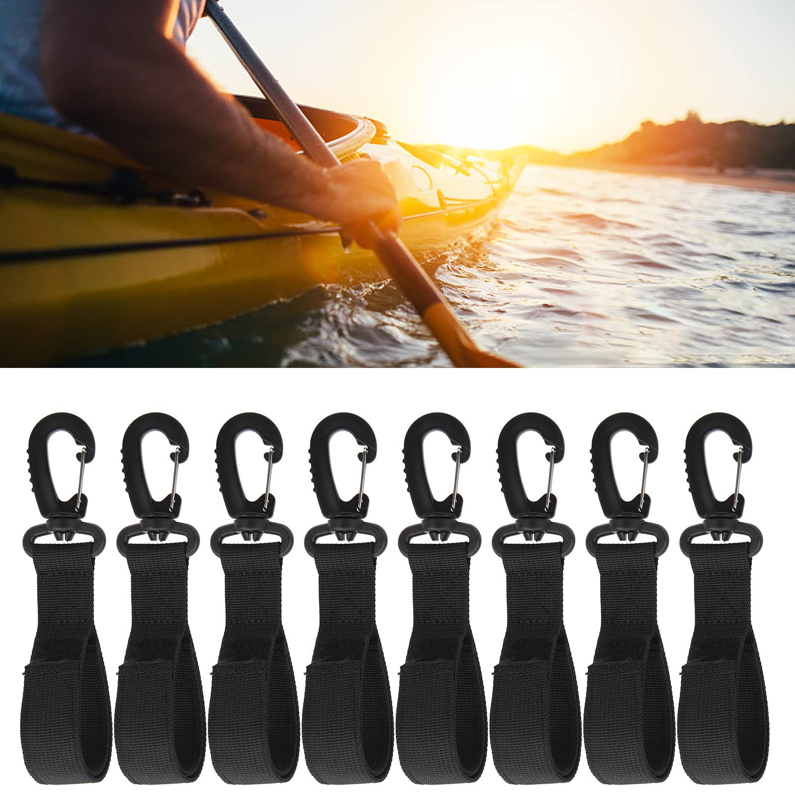 Gavigain 8pcs Kayak Paddle Buckles Nylon Plastic Paddle Hook Straps Portable Strap Holder for Boat Paddle Kayak