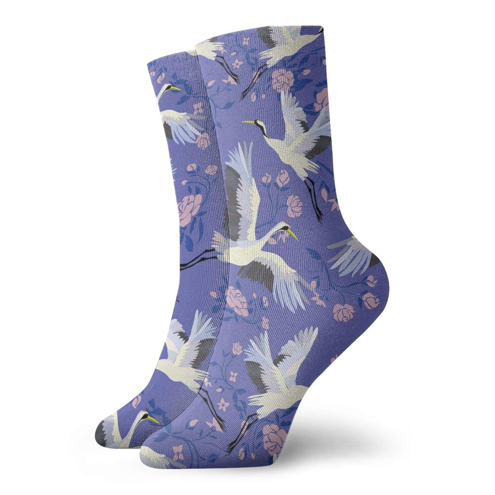 Iubbki Unisex As Pic Flying Birds Crane Heron Mens Womens Socks Novelty Ankle Socks For Athletic Hiking