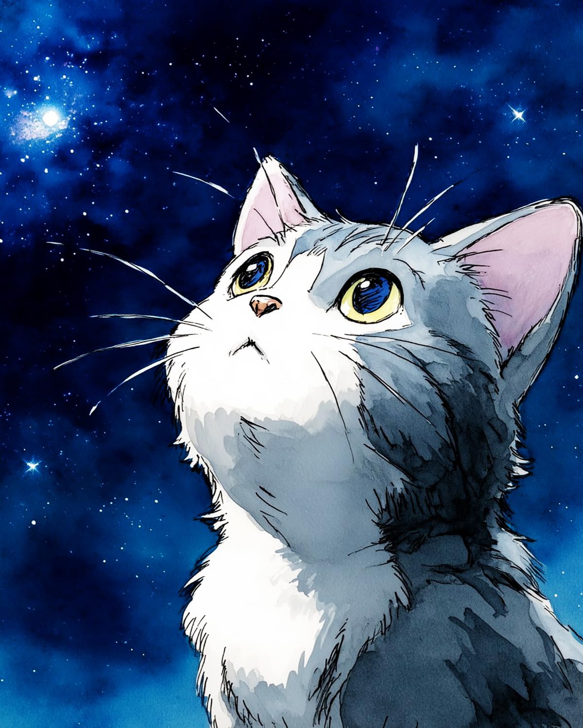 Liubaishi Multicolour Paint By Numbers For Adults, Starry Sky Cat, 40X50 Cm Acrylic Canvas Kit With Brushes And Paints