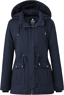 Sponsored Ad - wantdo Women's Winter Thicken Puffer Coat Warm Fleece Lined Parka Jacket with Fur Hood