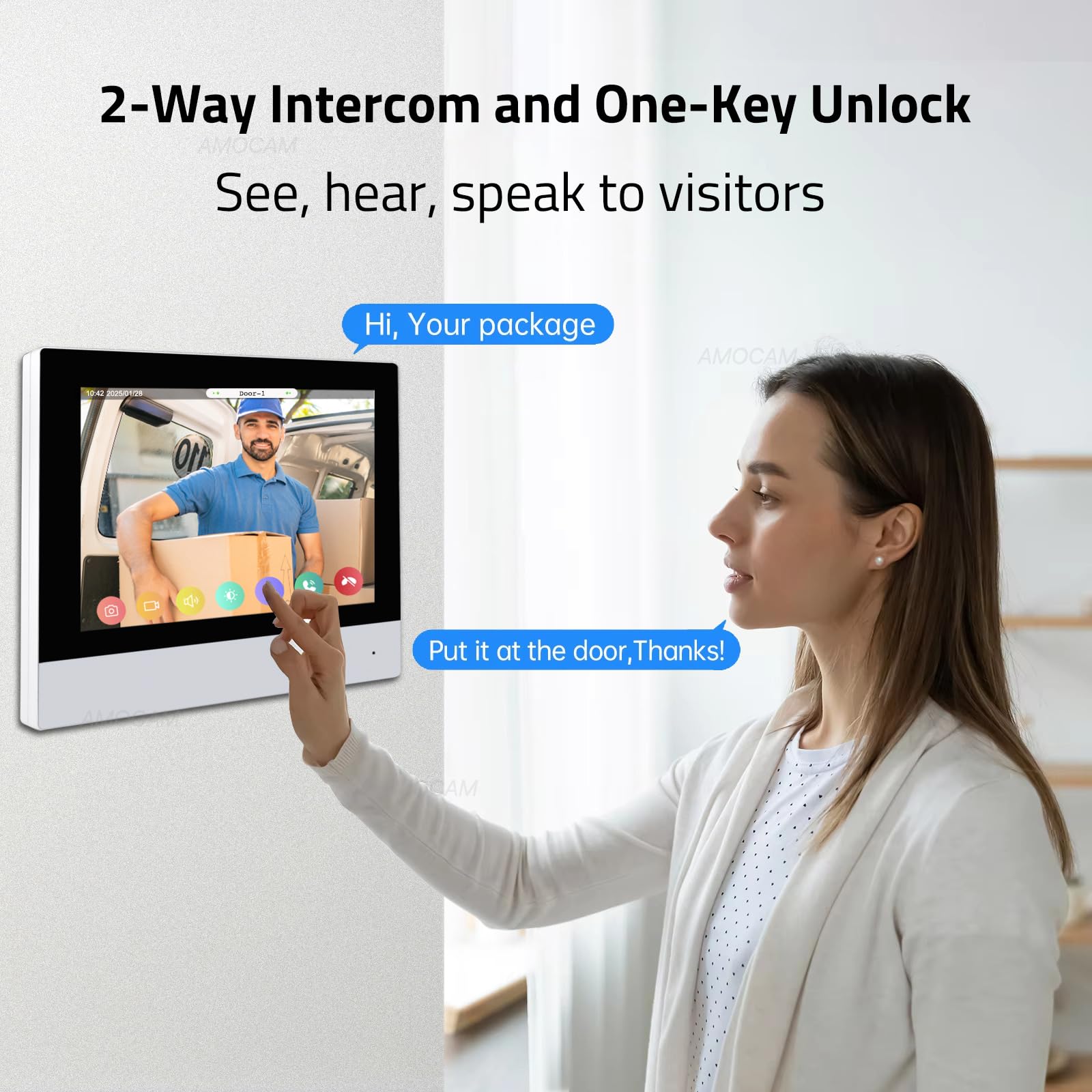 2-Wires Video Gegensprechanlage, 7 Zoll 1080P WiFi Touch ScreenVideo Türklingel Türsprechanlage 32G Karte, Schnappschuss, Überwachung, Code Passwort Tuya App IC-Karte Entsperren für Zuhause Wohnung
