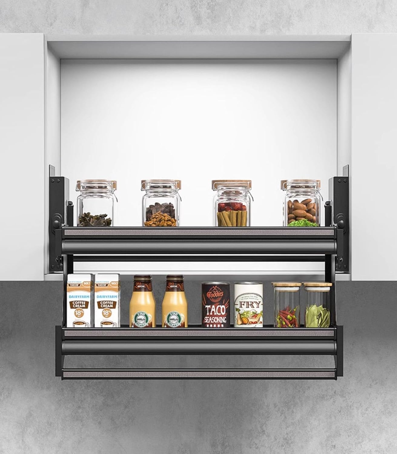 スパイスラック キッチントップシェルフ プルダウンキャビネット