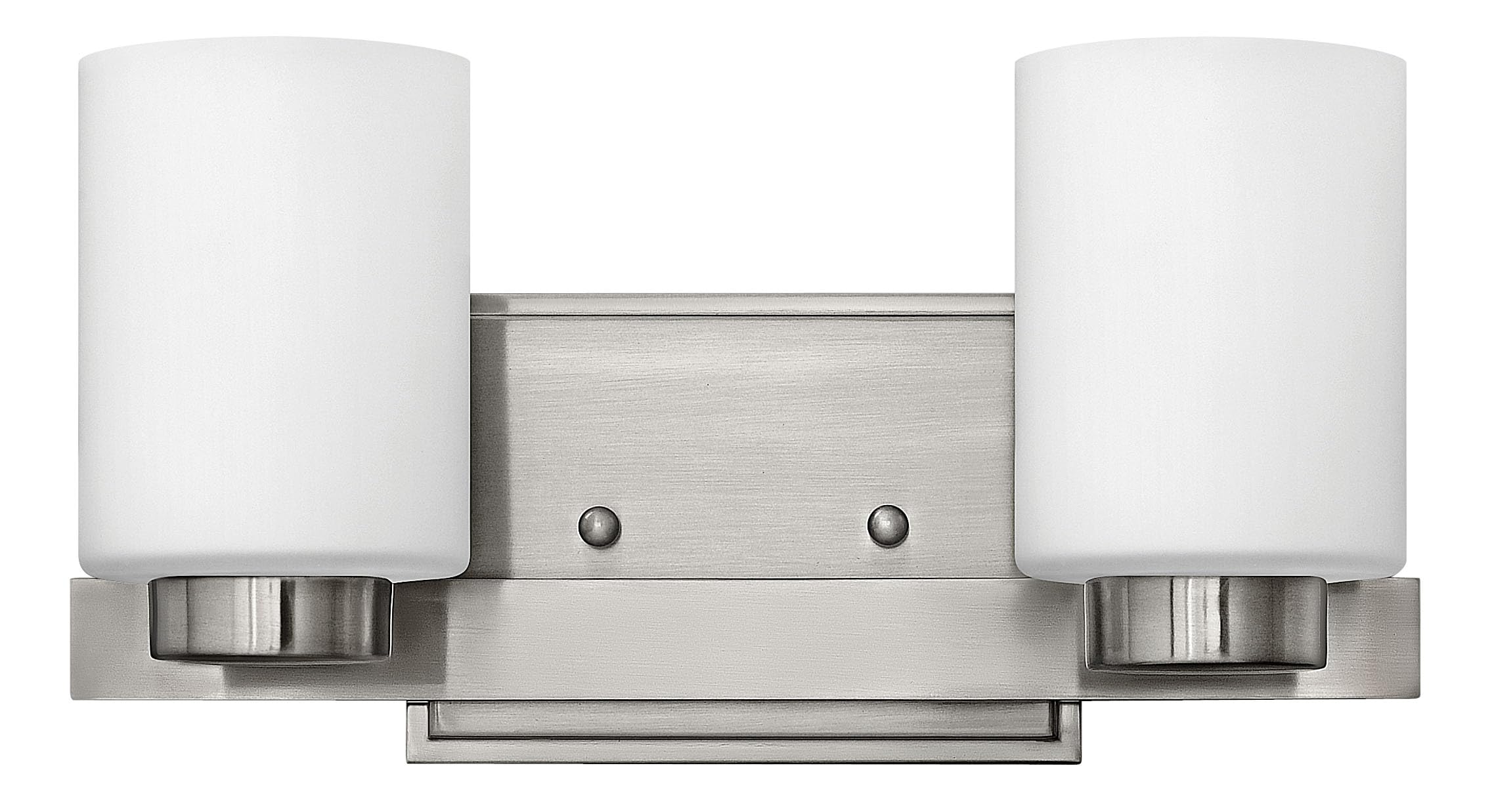 Hinkley Miley Small Two Light Bathroom Vanity Fixture - Cased Opal Glass Shades, Transitional - Brushed Nickel
