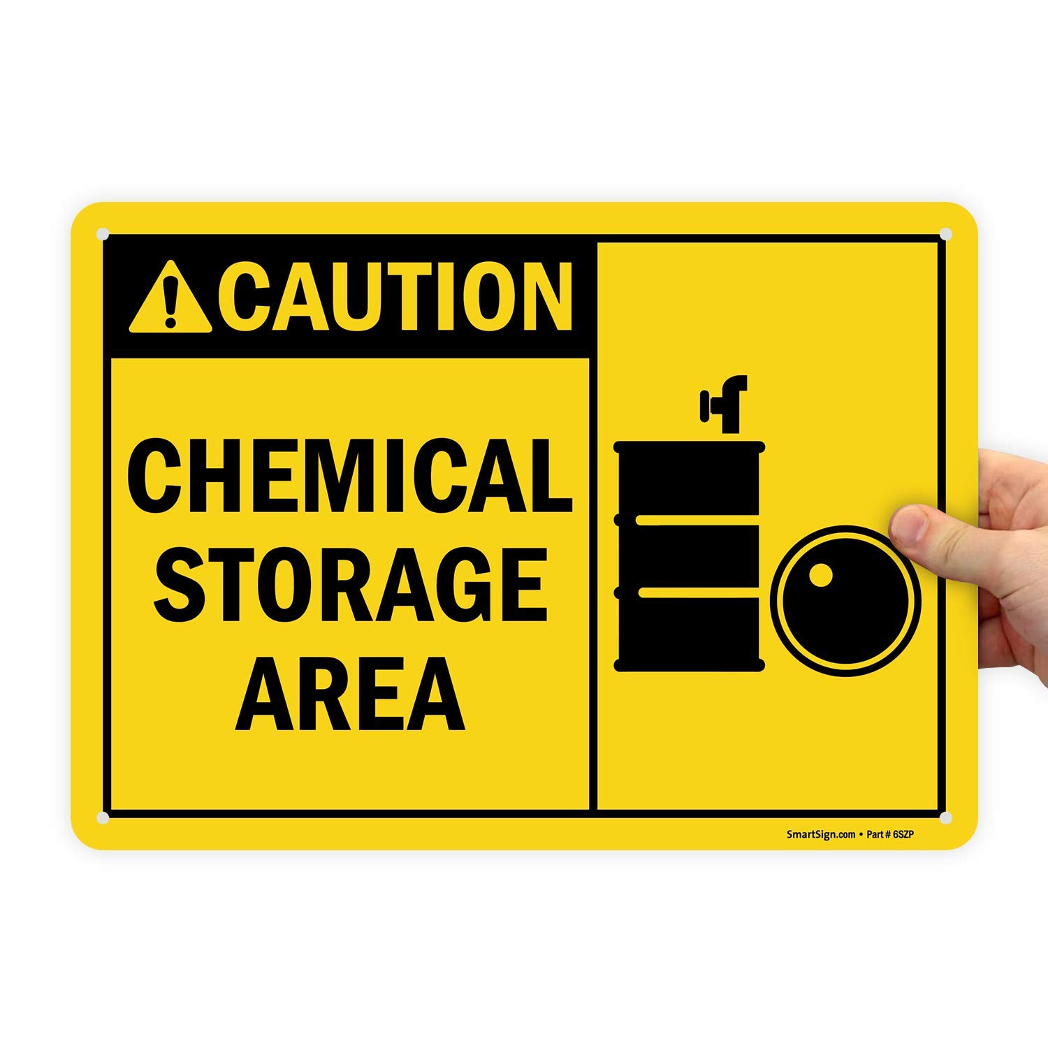 SmartSign Caution Chemical Storage Area Sign - 10x14 Inch Plastic Safety Sign