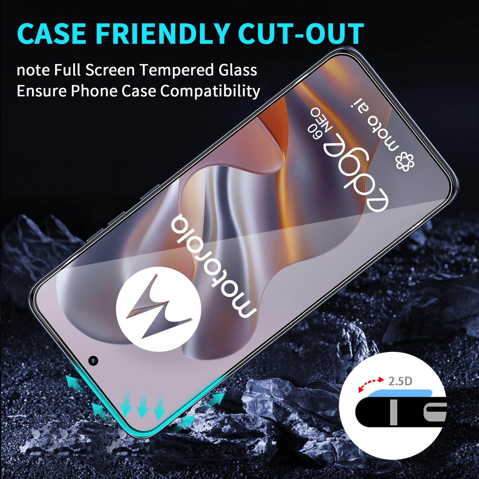 Lutree per Motorola Moto Edge 60 Neo/Edge 50 Neo Vetro Temperato, 2+2 Pezzi Pellicola Protettiva+ Pellicola Fotocamera, HD Durezza 9H Anti-Graffio Senza Bolle Protezione Schermo