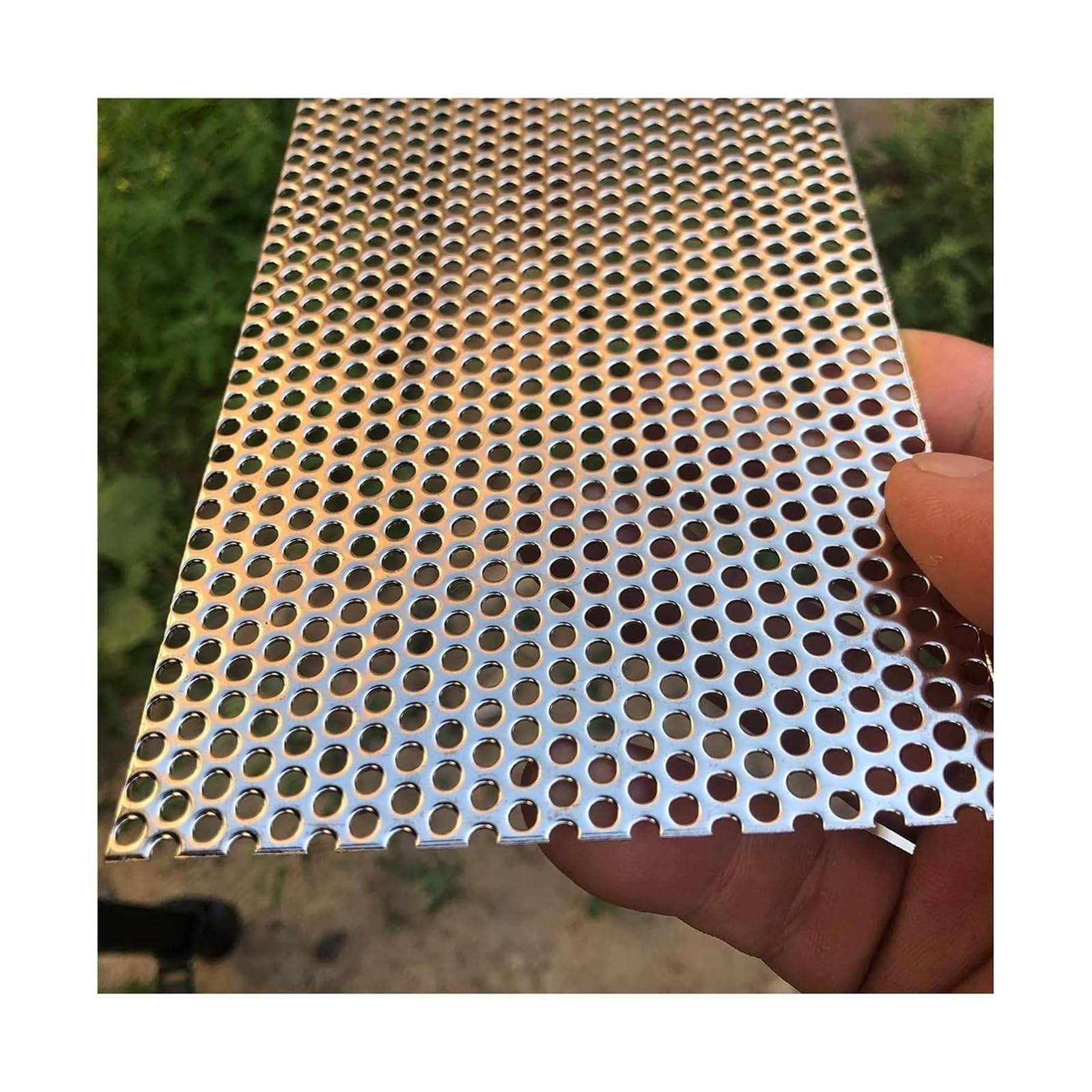 PULaif Perforated Sheet, 304 Stainless Steel Perforated Metal Sheet Silver 0.8mm Multiple Sizes For Vent Grille And DIY(10mm Mesh,10x10cm)