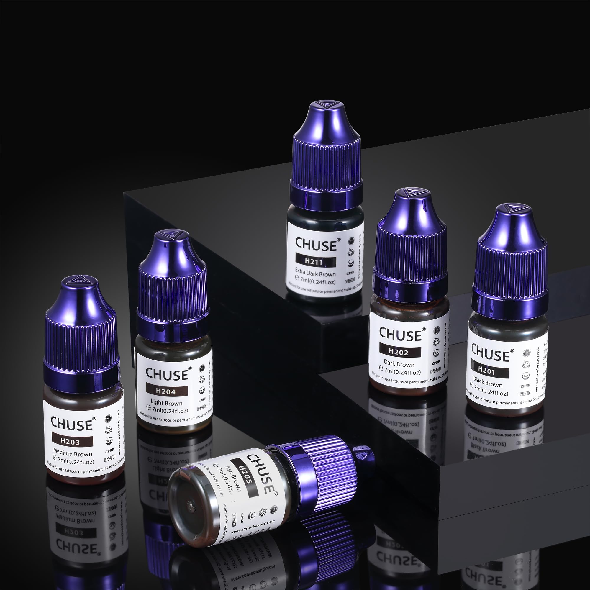 CHUSE PMU Hybrid Liquid Eyebrow Pigments 0.24oz/7ml (H203 Medium Brown), 7 ml - Image 4