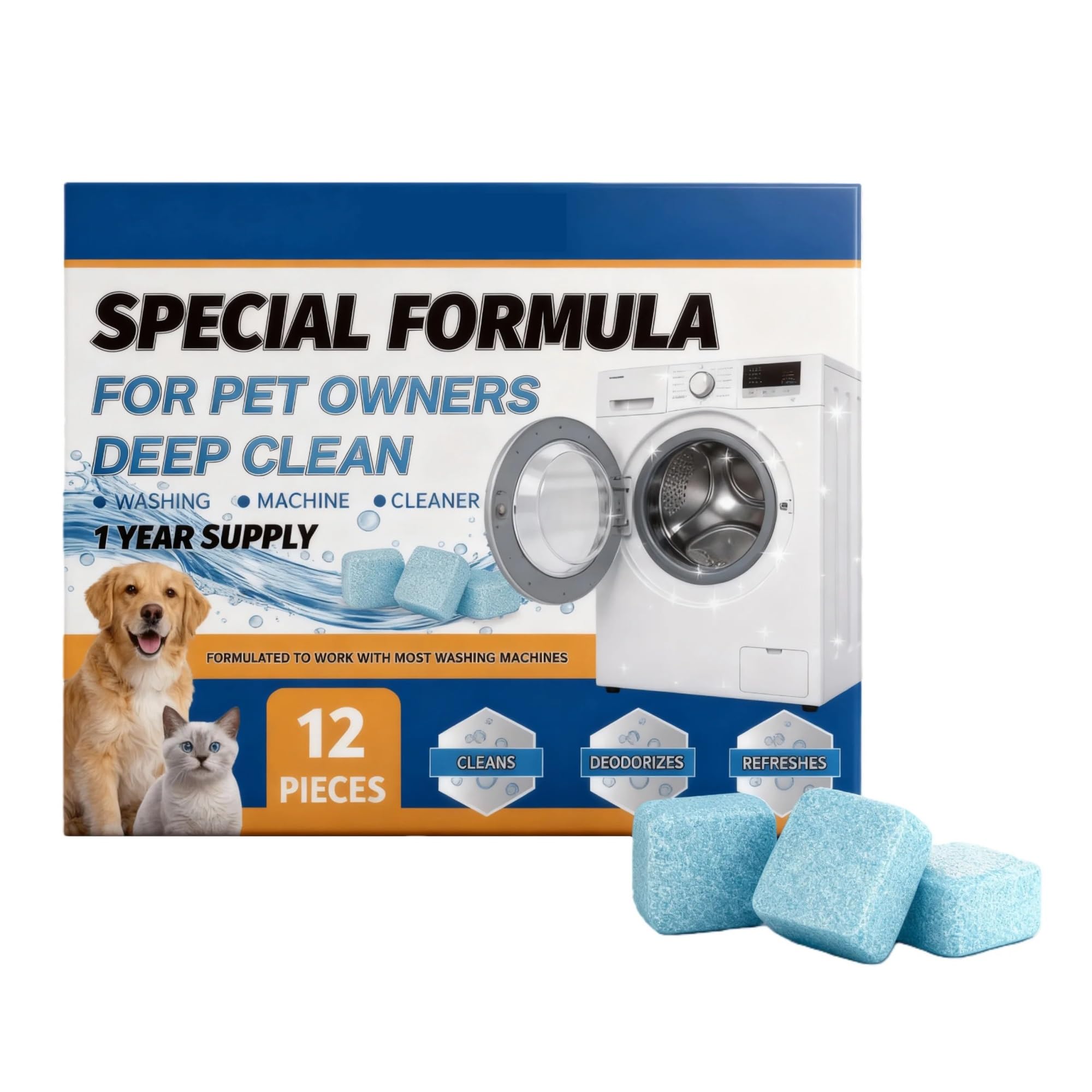 pastiglie detergenti per lavatrice Confezione for la pulizia della lavatrice specifiche for animali domestici(2 set)