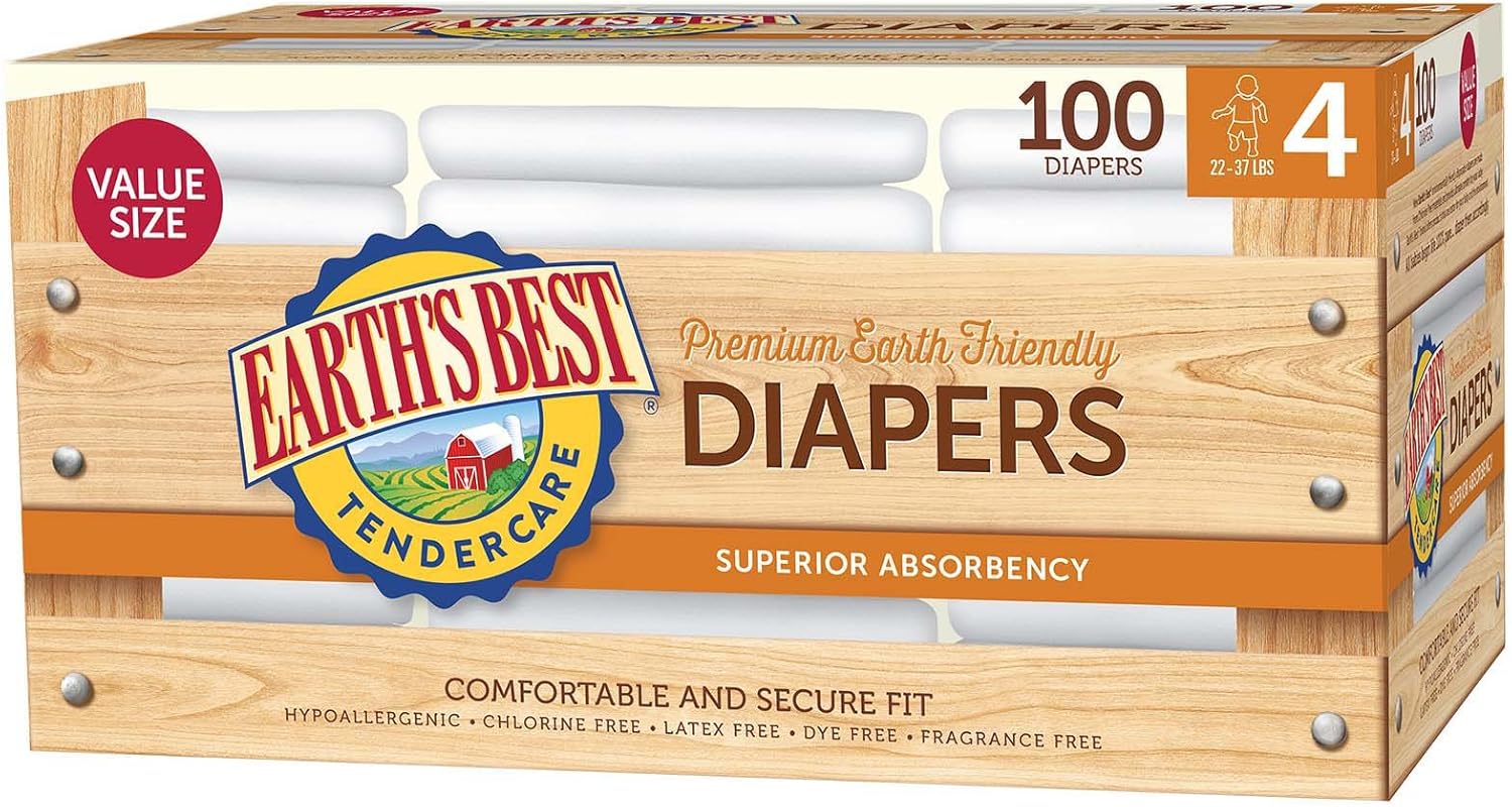 Earth's Best ChlorineFree Diapers, Size 4, 100 Count Amazon.ca Baby