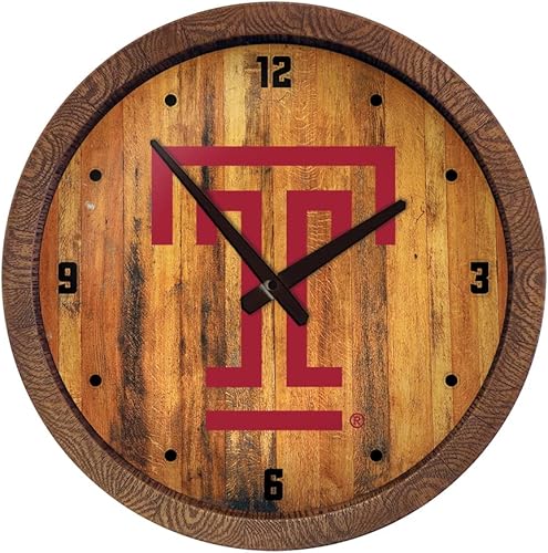 Miniatura 10 de The Fan-Brand NCAA Oklahoma Sooners Reloj de pared con parte superior de barril de imitación para decoración de bar, decoración de fiesta para el