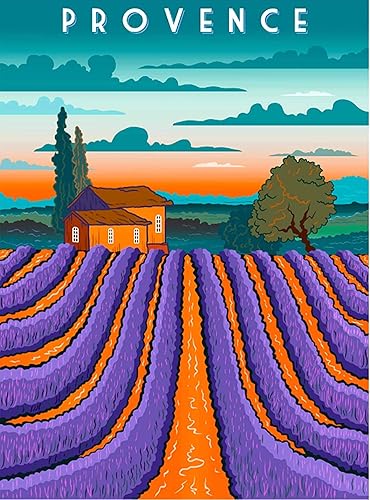 Miniatura 2 de A SLICE IN TIME Póster Art Deco de Provenza Francia Campos de lavanda para viajes retro para el hogar, decoración de pared coleccionable, publicidad