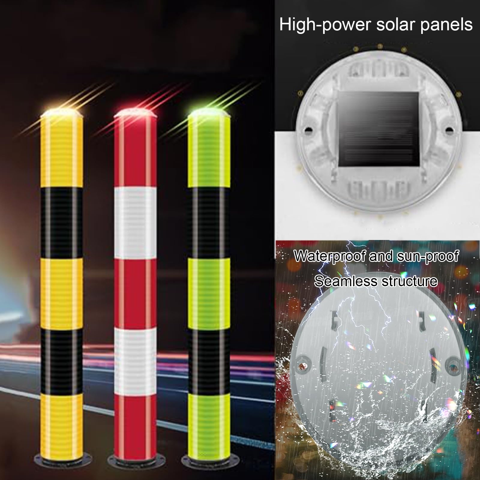 Generico Paletto di Sicurezza Solare Intelligente con luci a LED, Design Riflettente, palo in Tubo d'Acciaio, barriera di parcheggio per Il Controllo del Traffico, Confezione da 2 Verde, 100 cm/39,4