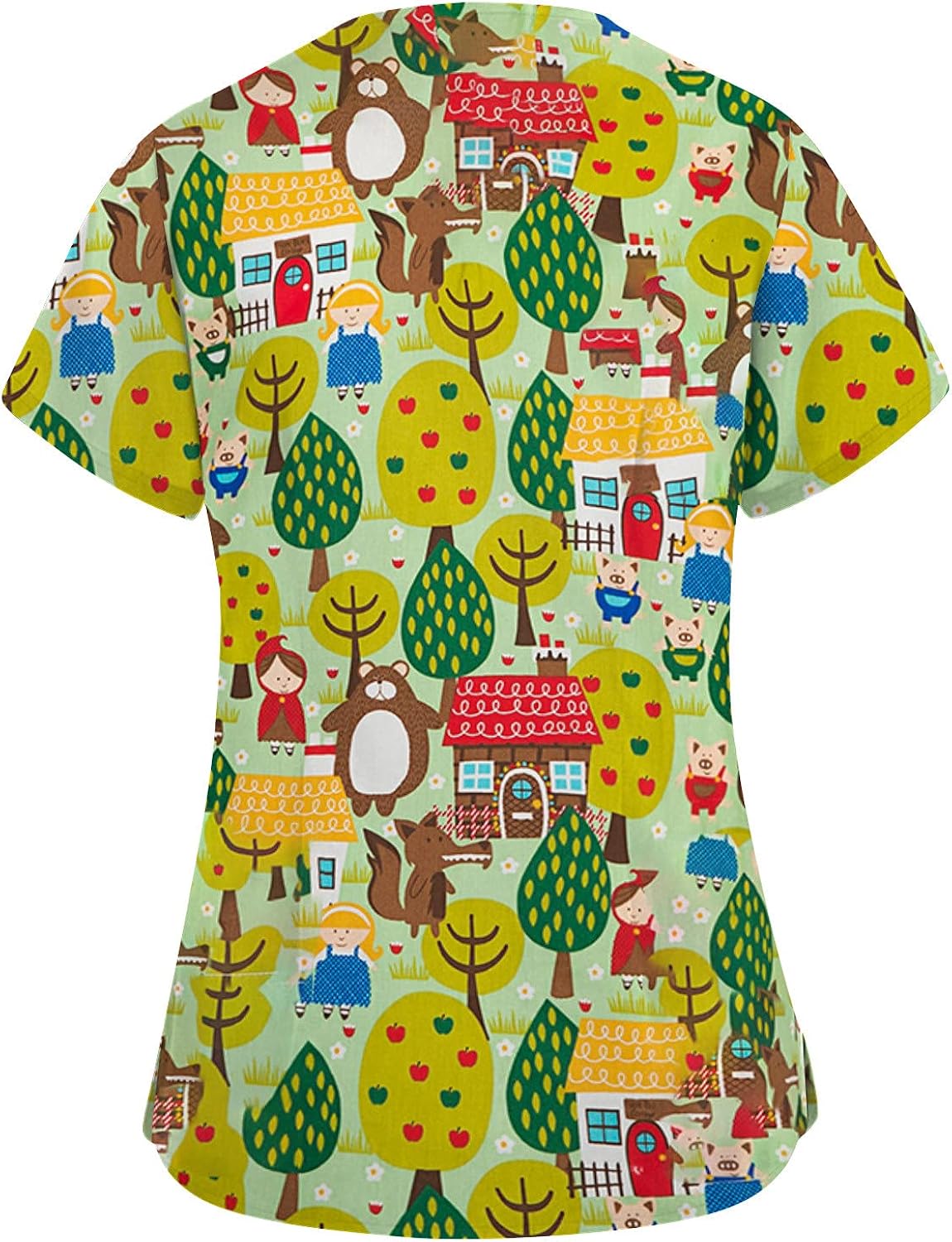 Summer Nursing Tops for Women Cute Printed V-Neck Short-Sleeve Working Uniform Print With Pockets Tunic Tee Blouse at  Women’s Clothing store