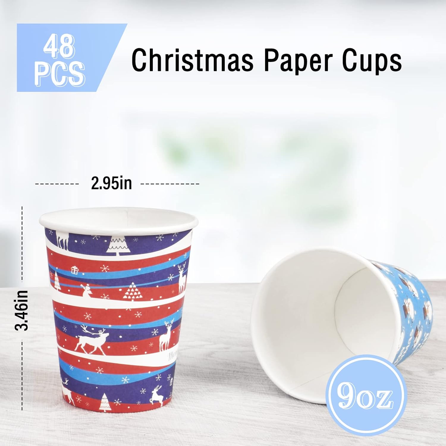 Homlouue 48 PCS Christmas Cups Disposable Coffee Tea Cups Reindeer Christmas Tree and Snowman 9 Oz Holiday Paper Cups for Christmas Party Coffee Tea Hot Chocolate, 4 Styles : Home & Kitchen