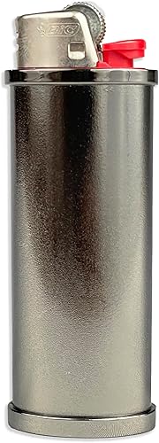 Funda de metal en blanco para encendedor reutilizable personalizable para encendedores regulares Bic J6, funda individual (negro cromado) Negro