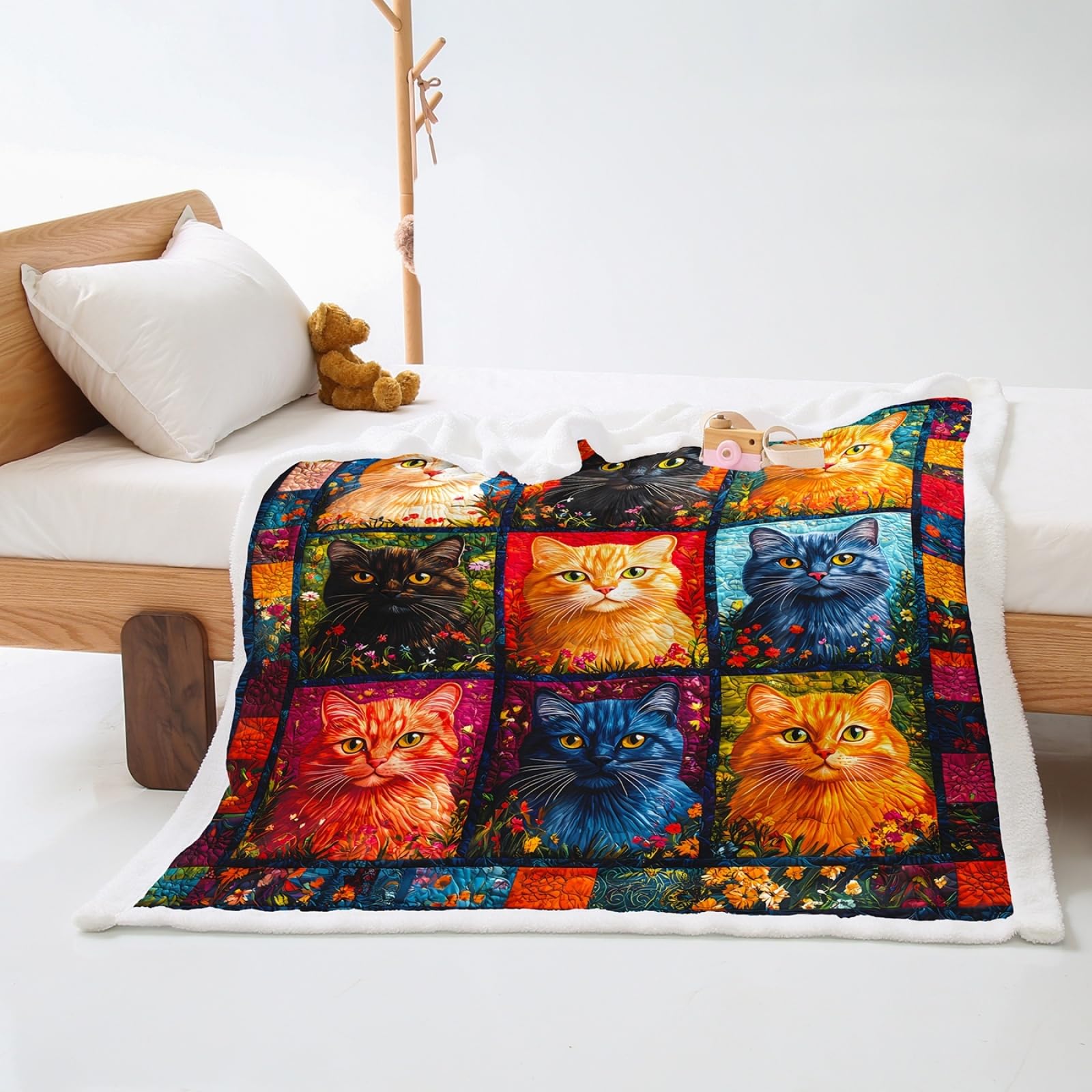 Blanket Geometry Animal Soft Sherpa Fleece Blankets and Throws Thick Flannel And Lamb Wool Soft Blanket Lightweight Cosy Sofa Throw All Season Blankets for Beds 100x150cm