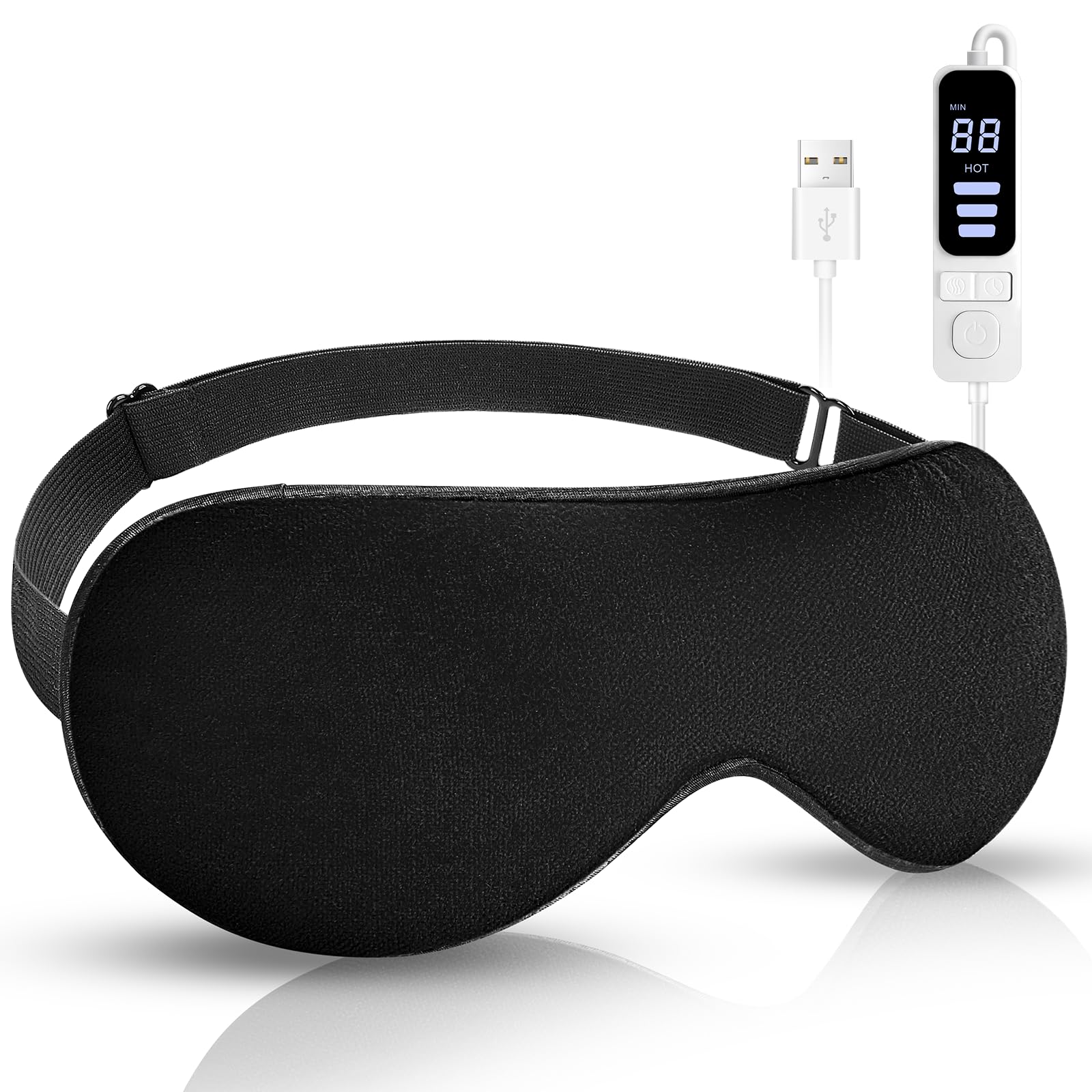 Heated Eye Mask, Worxvell Dry Eye Mask with Temperature & Timer Control, USB Electric Warm Eye Compress Mask for Dry Eyes, Chalazion, Blepharitis, Stye, MGD, Puffy Eyes and Dark Circles (Black)