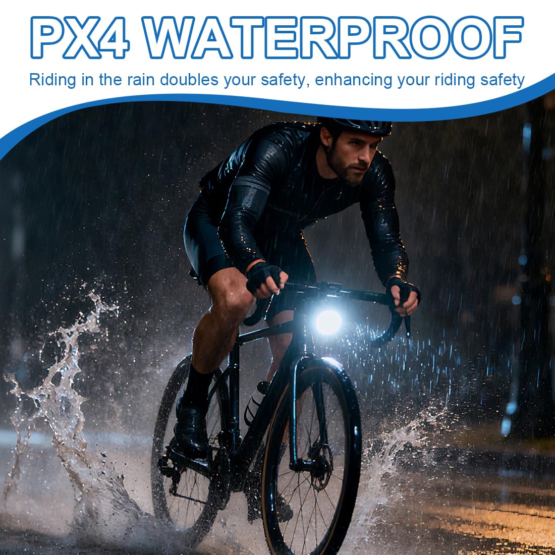 2 Pièces Luz Delantera y Trasera de Bicicleta, Luz Bici Potente LED, Impermeable, Recargable USB-C, Fácil de Instalar, Lámpara Led de Advertencia Seguridad para Casco, Patinete, Bike