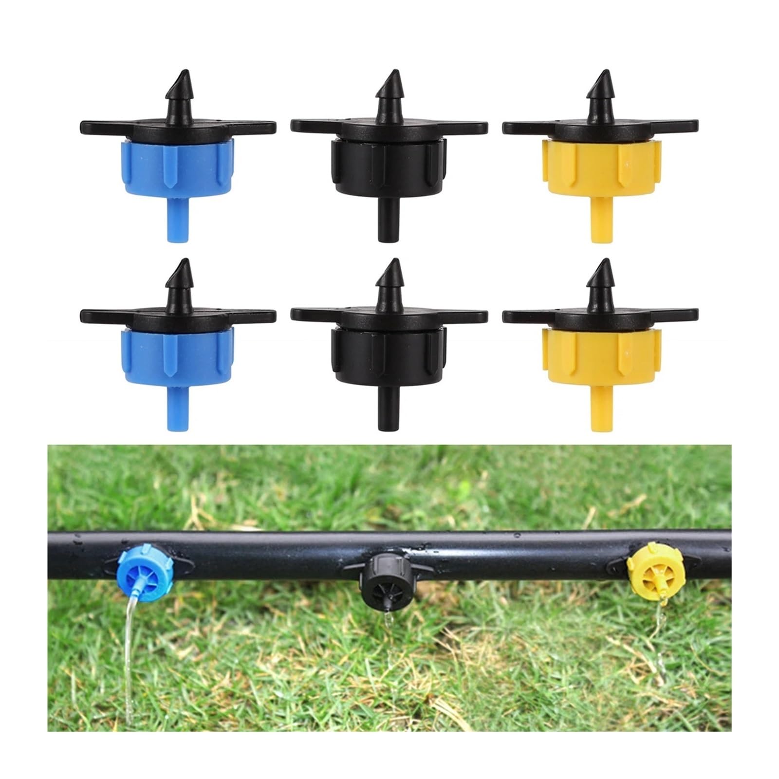 Druckkompensierender Tropfer 2L/H 4L/H 8L/H Garten Obstgarten Mikrobewässerung Emitter Landwirtschaft Bewässerungsrohrverschraubung 20/100 Stück(Black2-100pcs)