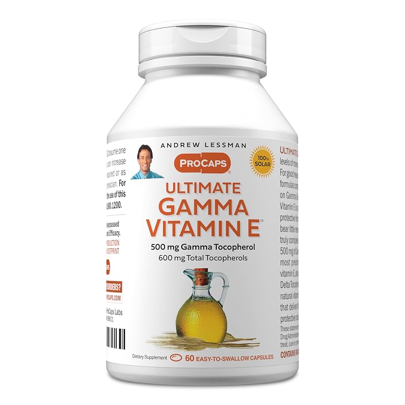 ANDREW LESSMAN Vitamina E Gama Ultimate com tocoferóis, 500 mg, 60 cápsulas gelatinosas