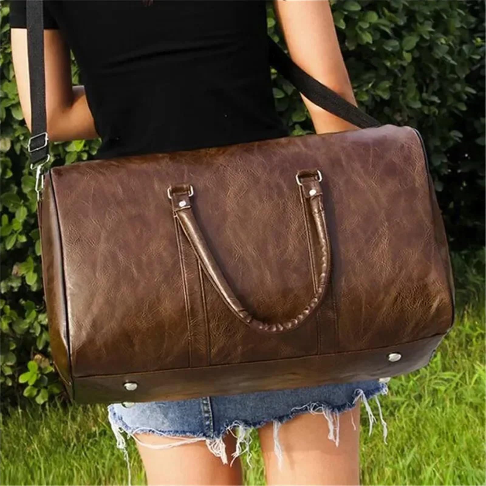 Große Leder-Sporttasche Leder Reisetasche Große Unabhängige Große Fitness Taschen Handtasche Tasche Gepäck Schulter Tasche Schwarz Männer für Männer Trainingsbag