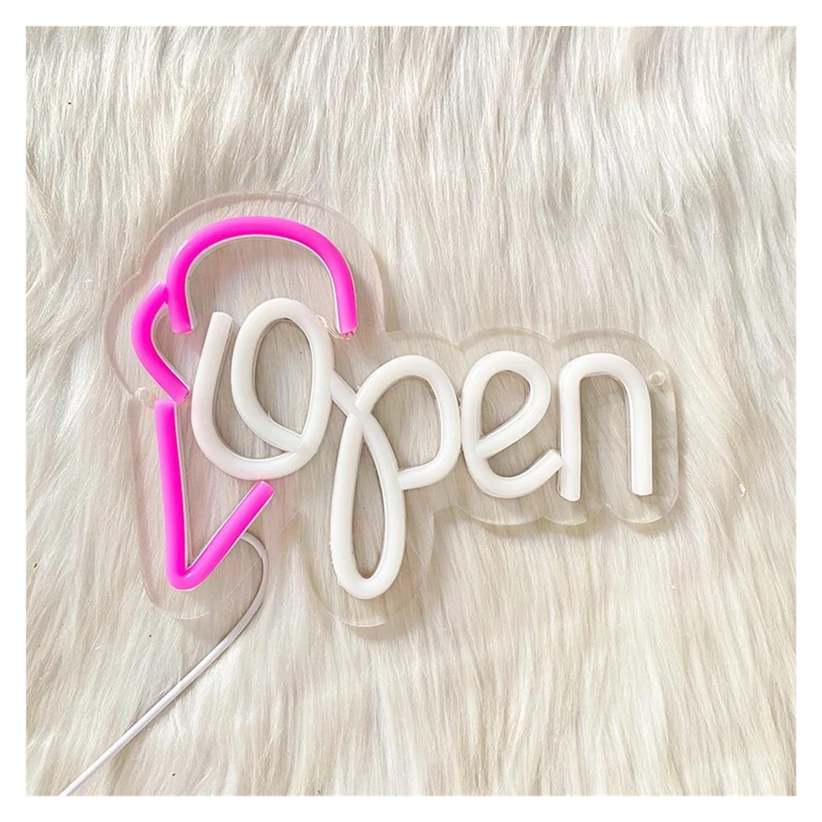 Luces de neón Letrero De Neón Con Forma De Helado Abierto, Alimentado Por USB, Para Decoración De Tiendas, Negocios Y Fiestas Navideñas,22cmх17cm