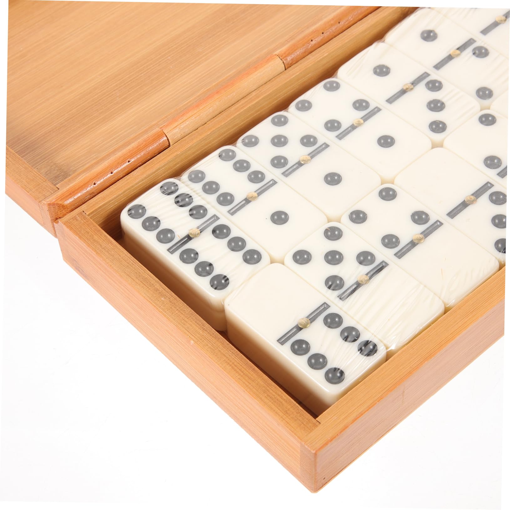 ifundom Jeu de Dominos en Bois Vintage pour Adultes et Garçon et Filles Boîte de Dominos en Bambou Tuiles de Jeu Classiques Familial Présent Loisirs et Convivialité 1 Coffret