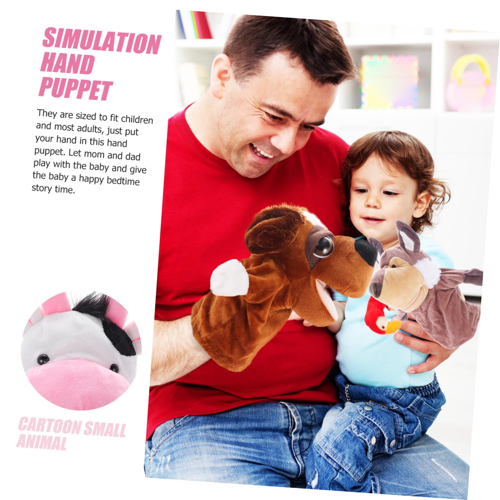 Marionetas de Mano Animales 5 Piezas de Felpa Corta | Boca Articulada, Relleno de Algodón Pp, para Juegos de Rol y Narración, Cómodo para Niños y Bebés