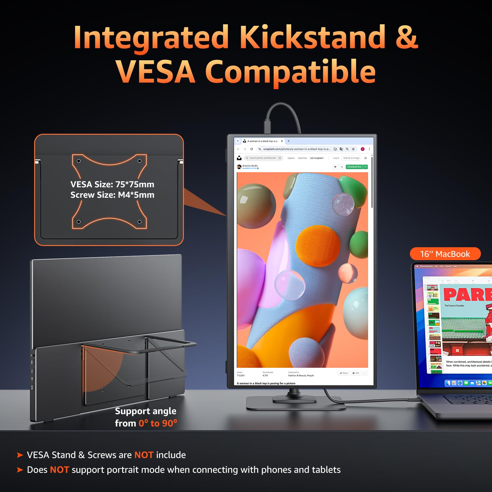 Amazon.com: kksmart Portable Monitor 18.5 inch 1080P FHD 128