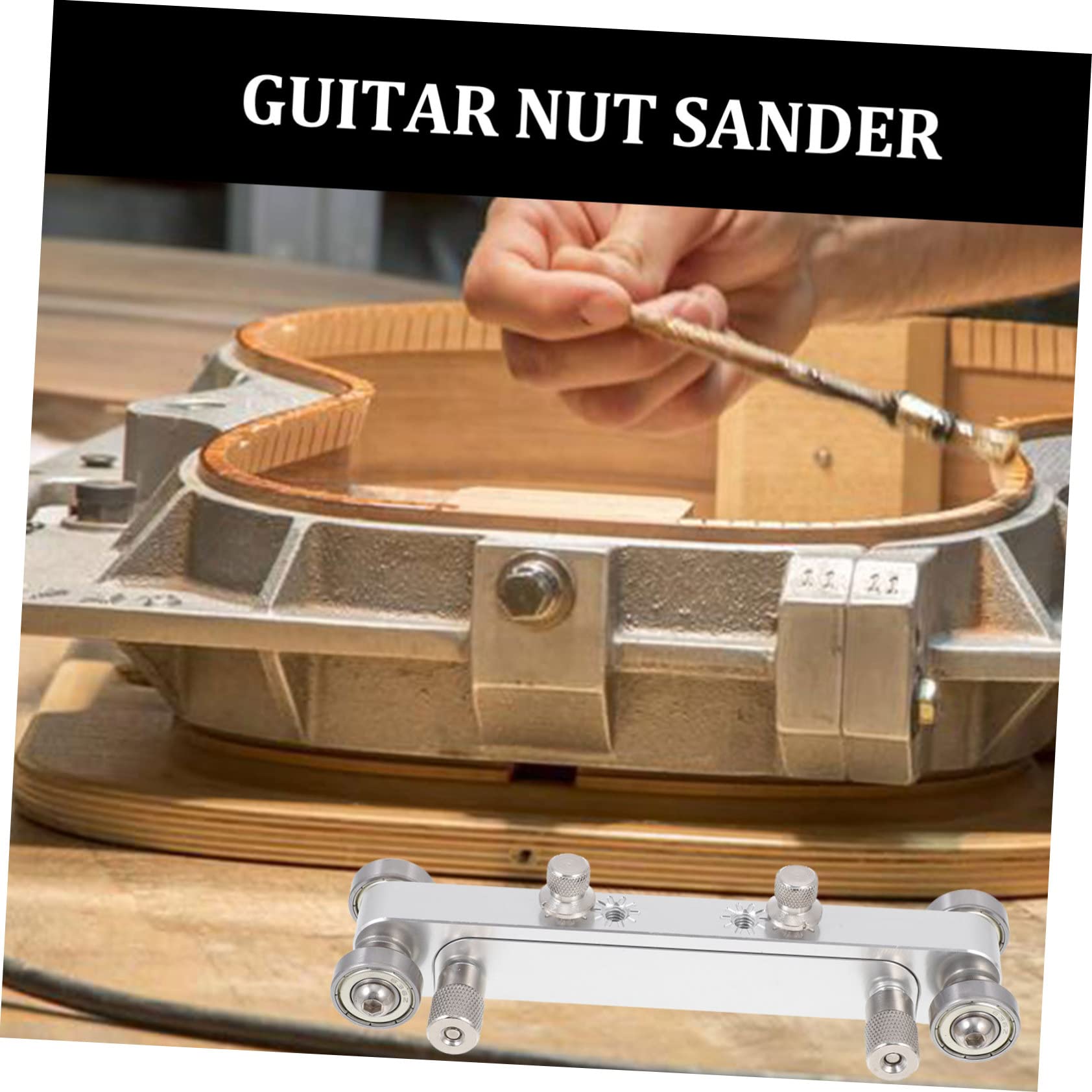 Herramienta de Reparación de Guitarra Lijadora Ajustable Plata | Aleación de Aluminio, para Cejuelas y Sillines de Hueso, Altura Regulable, Útil