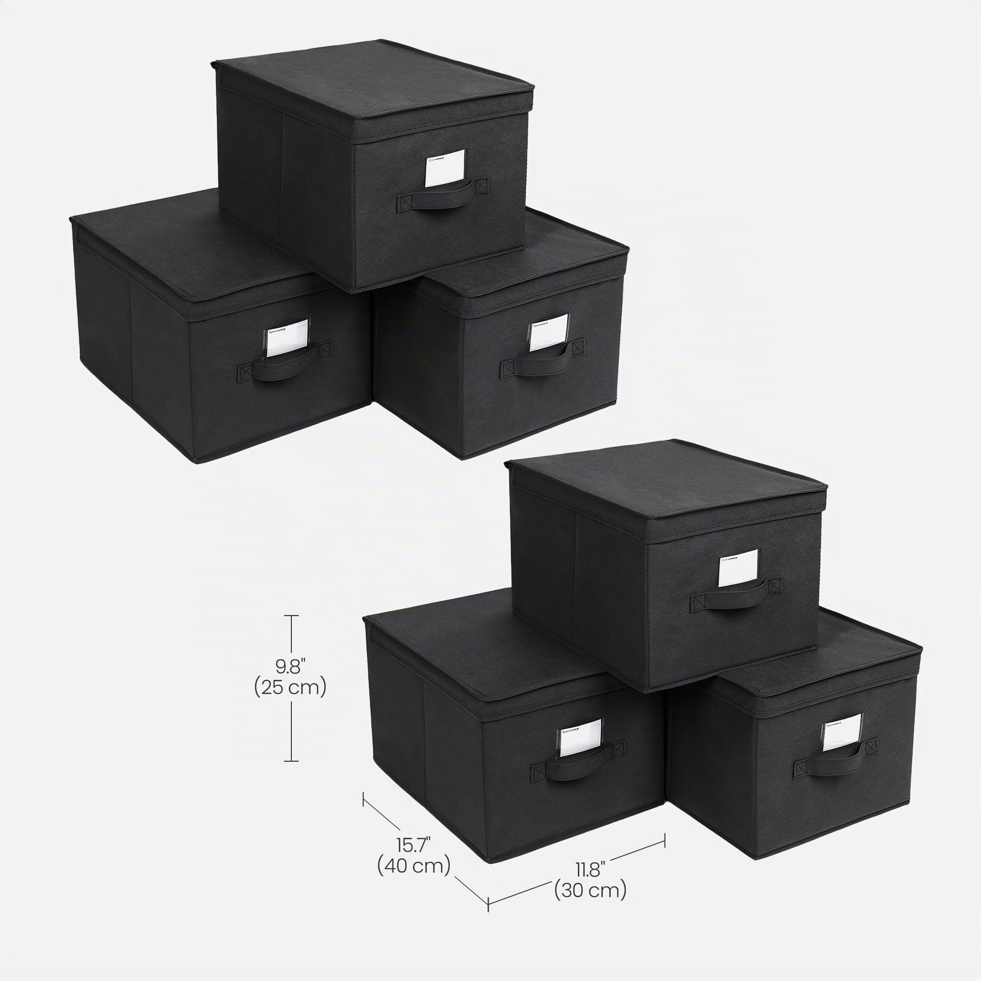SONGMICS Set di 6 Scatole Portaoggetti con Coperchi, 40 x 30 x 25 cm