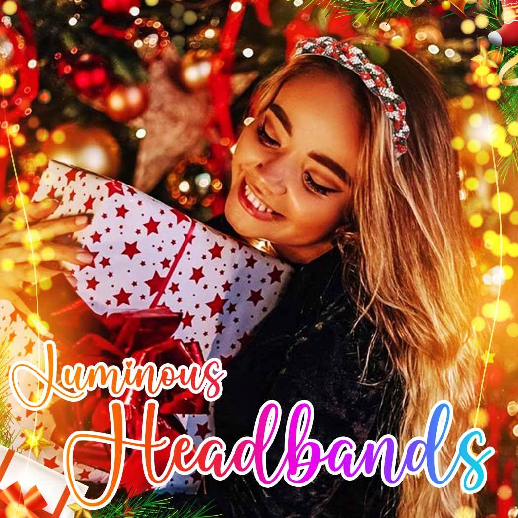 Zoestar Christmas Light Up Headband Gold LED Reindeer Antlers Headbands Stars Xmas Hair Accessories for Women - Image 3
