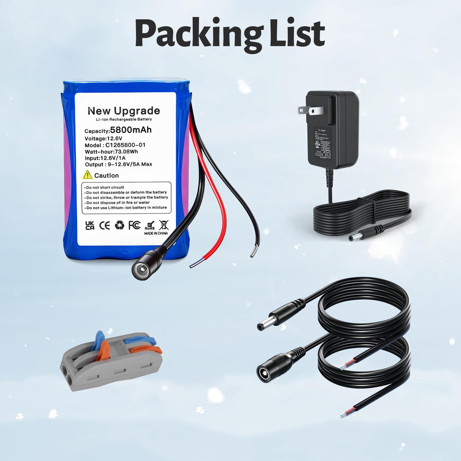 12.6V 5800mAh Lithium-ionen akku mit ladegerät & 2 Verbindungslinie für Solar Panel, Radio, Kameras, Camcorder, Elektronische Orgel, DIY Leselampe, Teleskopen, Sonar, Signalwerkzeug