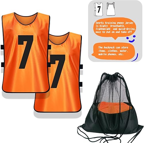 Miniatura 8 de PULUOMASI Scrimmage - Chaleco de entrenamiento (12 unidades) para deportes de equipo, camisetas para adultos y jóvenes, baberos de fútbol, camisetas