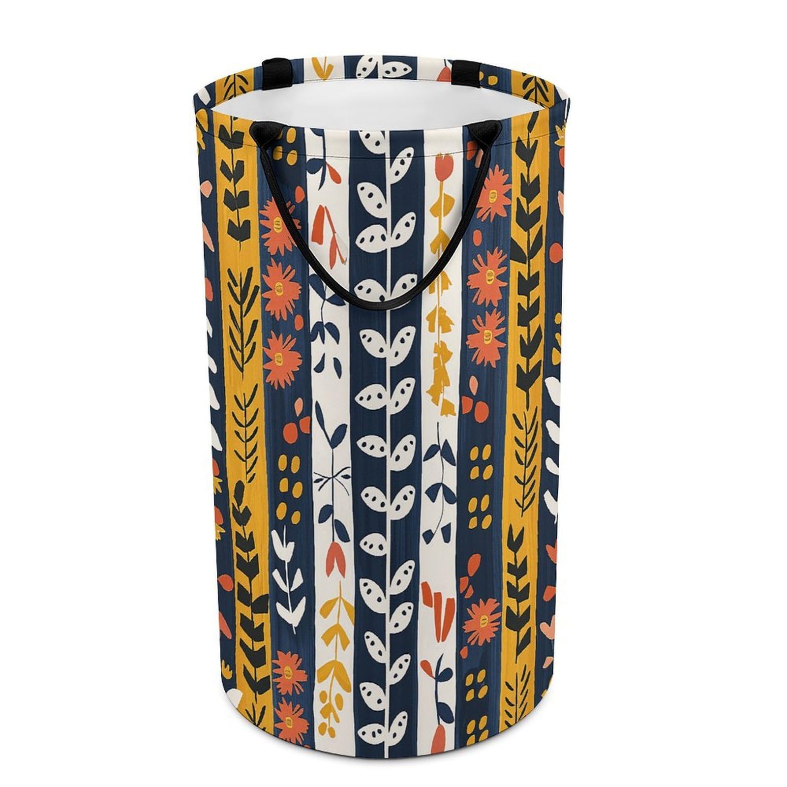Folk Art Patterns Laundry Basket Freestanding Laundry Hamper with Handles Waterproof Dirty Clothes Hamper Collapsible Washing Bin Aesthetic Clothes Basket for Bathroom Bedroom Dorm
