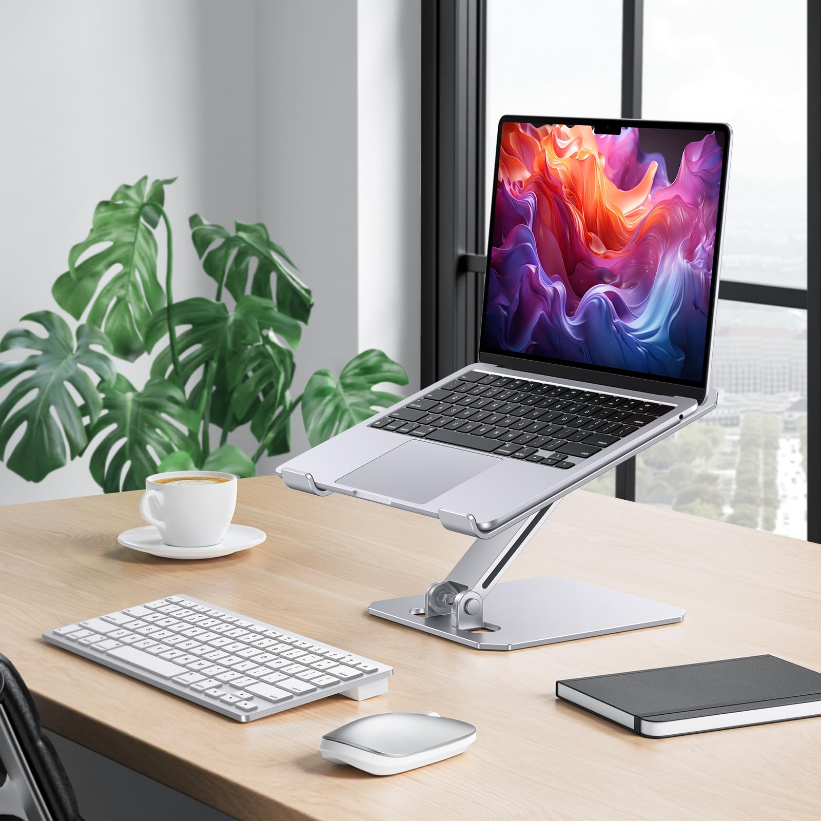 OMOTON Verstelbare laptopstandaard met 360 graden draaibare basis