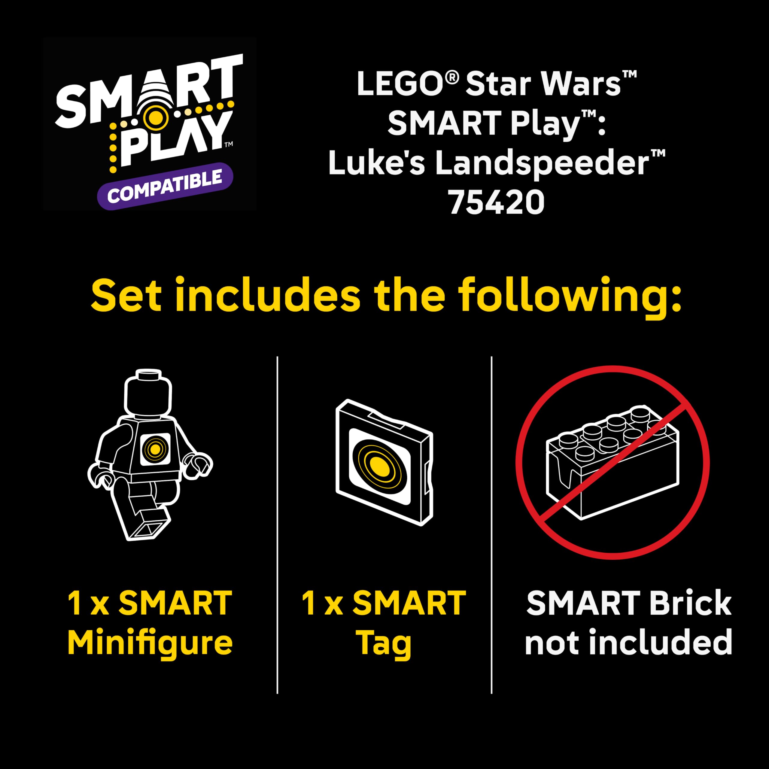 LEGO Star Wars SMART Play: Luke’s Landspeeder - Building Toy for Action Play - Compatible Set with a SMART Tag and 2 Minifigures - Gift for Boys, Girls and Kids Ages 6+ - 75420 — view 2