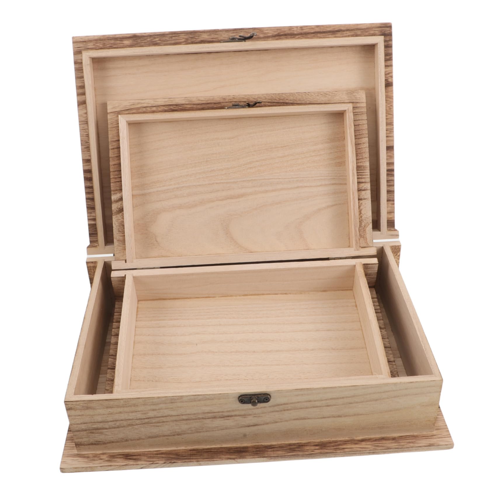 GLEAVI 2piezas Caja De Recuerdos De Madera Estuche De Joyería Contenedor De Tarjetas Diseño De Libro Almacenamiento
