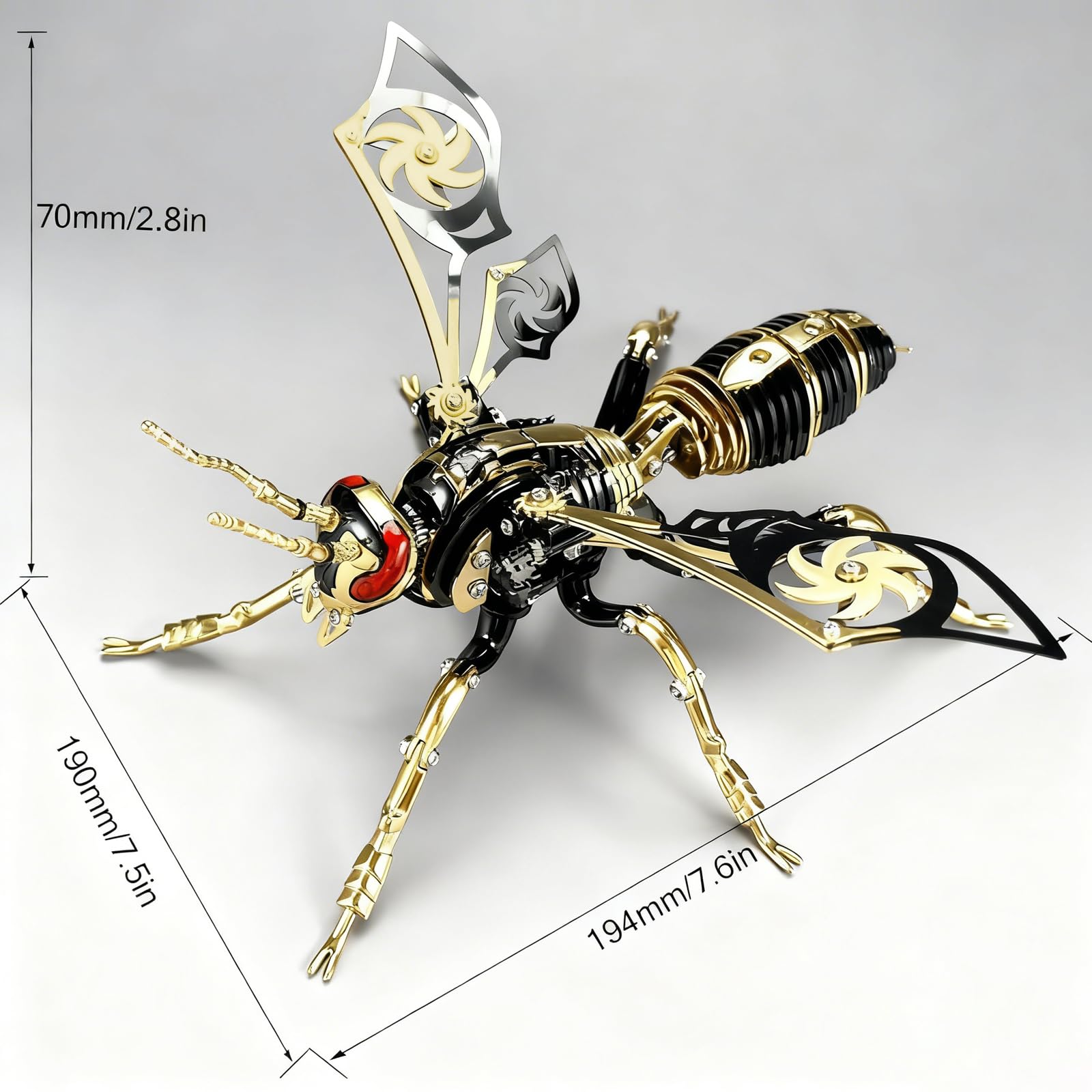 3D Metallbausatz-Serie: Mechanische Hornisse, Phönix & Alterdrache Kreatives DIY-Puzzle mit Spielspaß & intellektueller Herausforderung ，3D Metall Puzzle (Black Gold, Homisse)