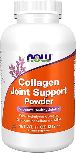 NOW Suplementos, Collagen Joint Support™ en polvo con gelatina de res, sulfato de glucosamina y MSM, 11 onzas