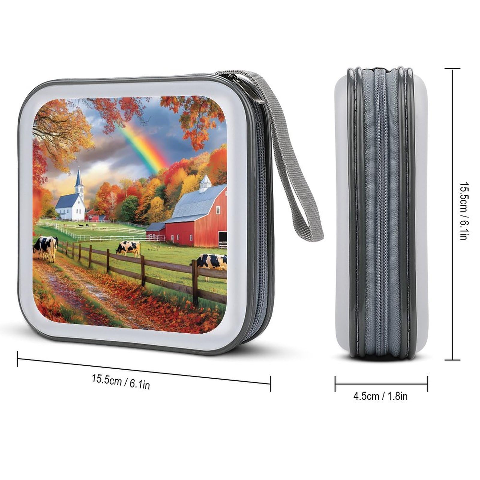 Fall Farm CD Case Portable DVD Holder Storage Organizer for Home Travel