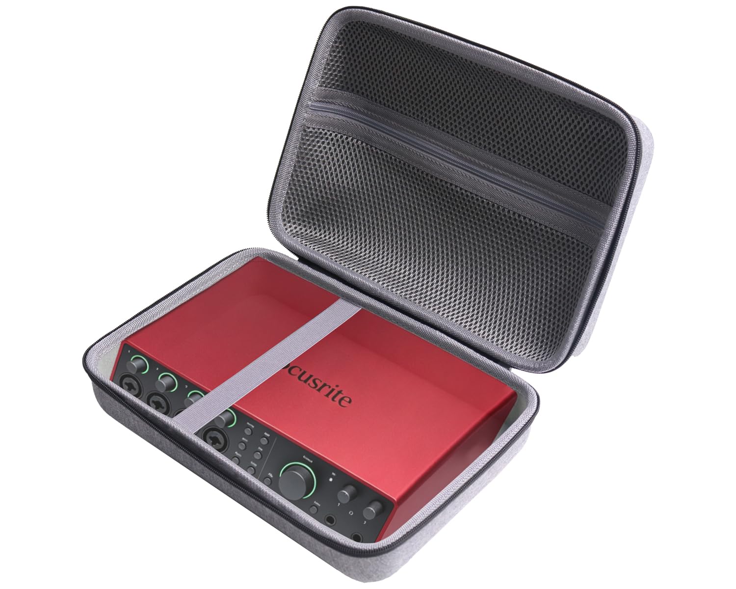 Custodia protettiva rigida da viaggio compatibile con interfaccia audio USB Apollo x4 / Focusrite Scarlett 18i8 / 8i6 / 18i16, nero e grigio (solo custodia)