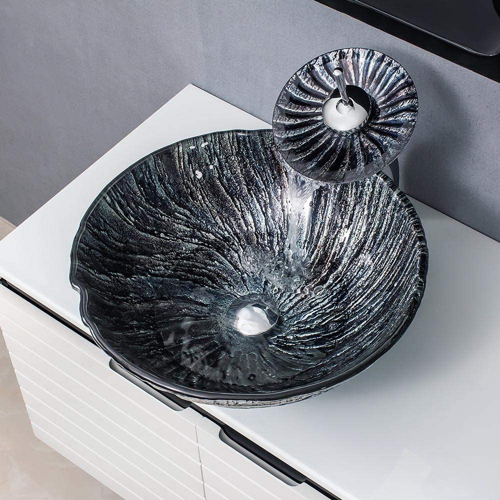 Bassine ronde en verre trempé spirale pour salle de bain chic