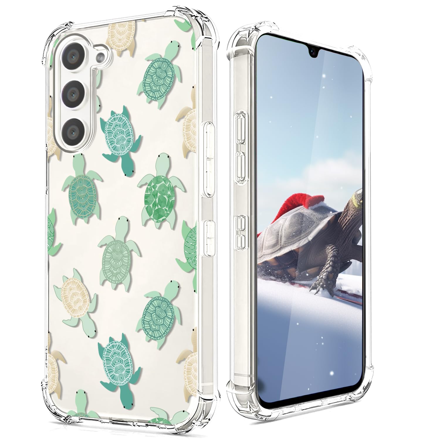 CAROKI Clear Case for Samsung S23,Shockproof Transparent Bumper Cover Soft Silicone Rubber TPU Bumper Clear Cover Phone Case with Turtle Pattern for S23-Turtle