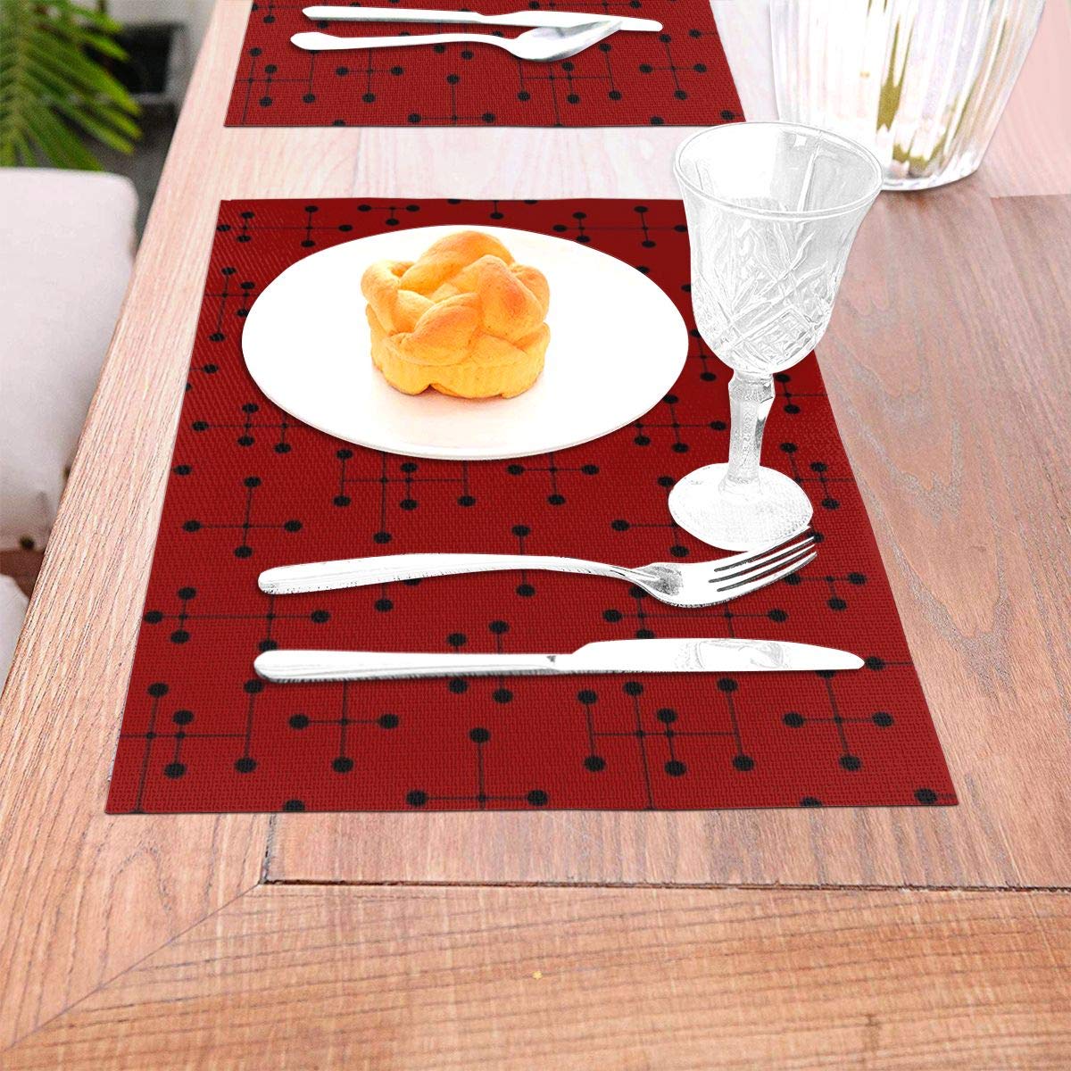 not Midcentury Modern Dots 110 Woven Placemat6 Piece Set of Placemats Pc Party Kitchen Dining Room Home Table Food Dinnerware Tableware Dishware Dishes Mat