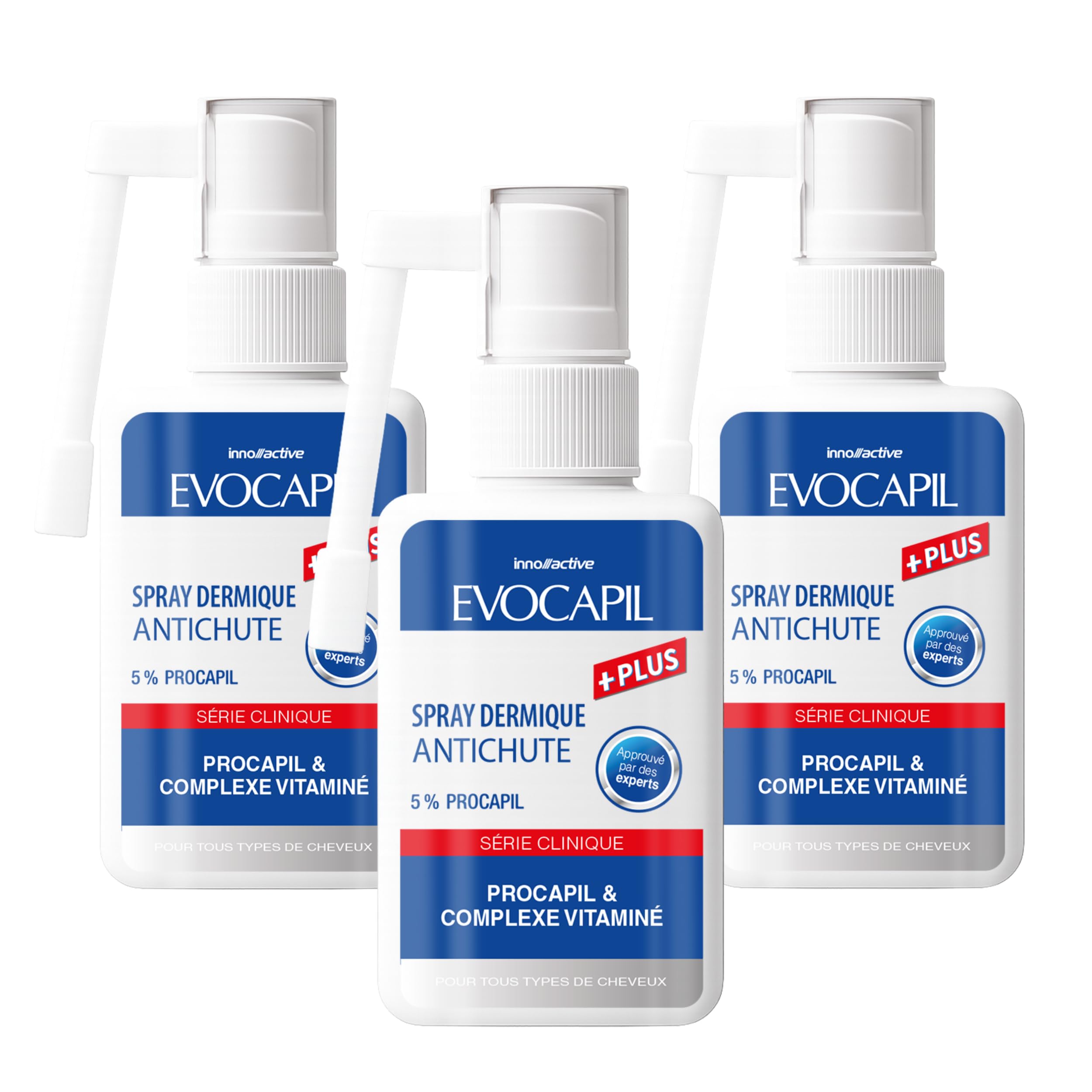 Evocapil Plus – 3x Spray Anti-Chute de Cheveux – Lot de 3 – 5% Procapil – Spray Capillaire Fortifiant (3 Paquet - FBM)