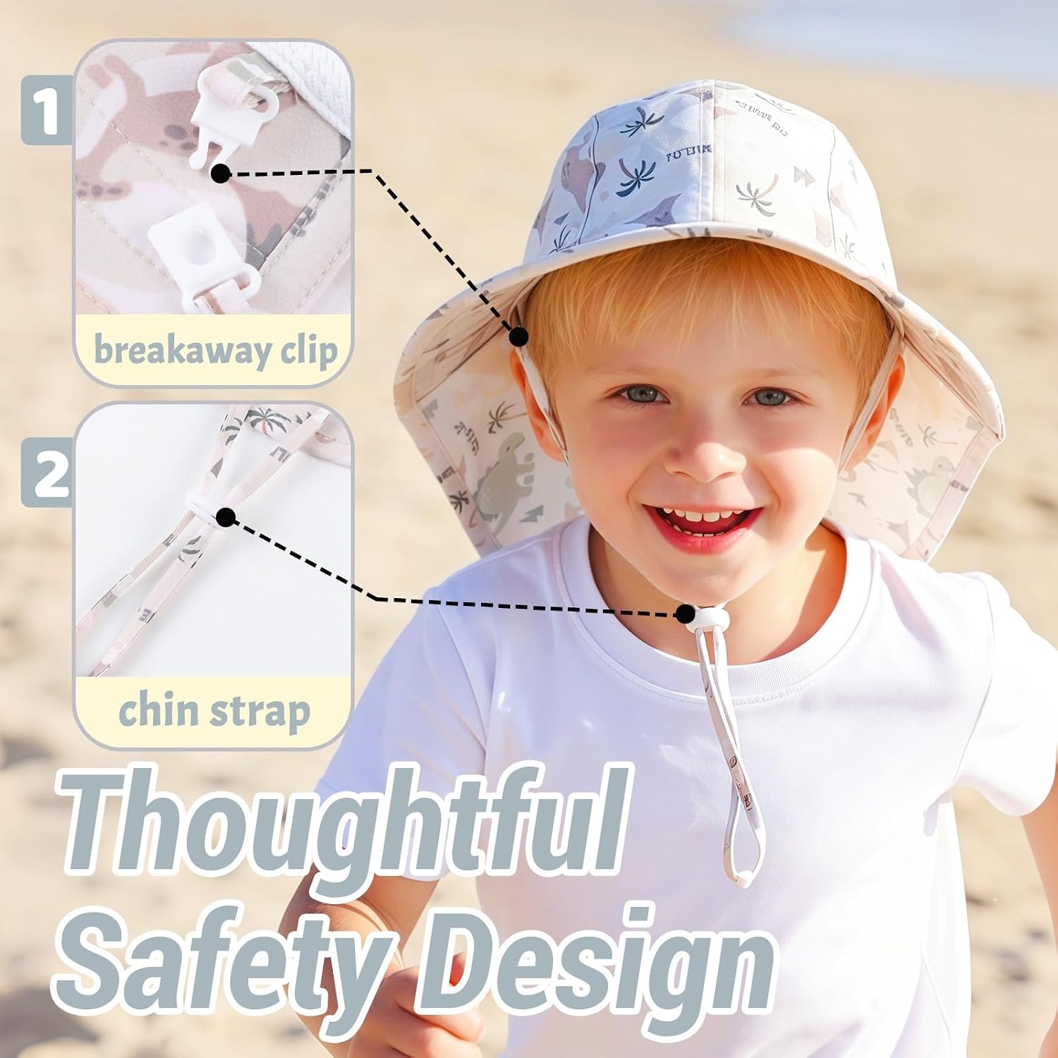 JANGANNSA Baby Sun Hat Neck Flap Bucket Hat UV Protection Summer Beach Hat for Boys Girls